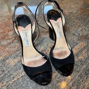 Jimmy Choo Black Open-Toe Heels